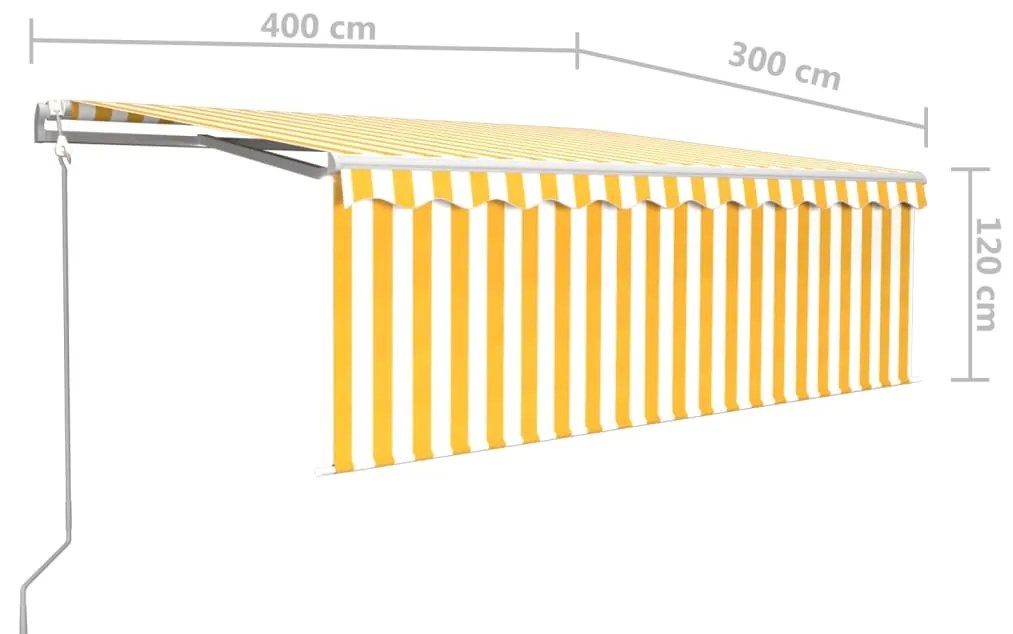 Toldo retrátil automático com estore 4x3 m amarelo e branco