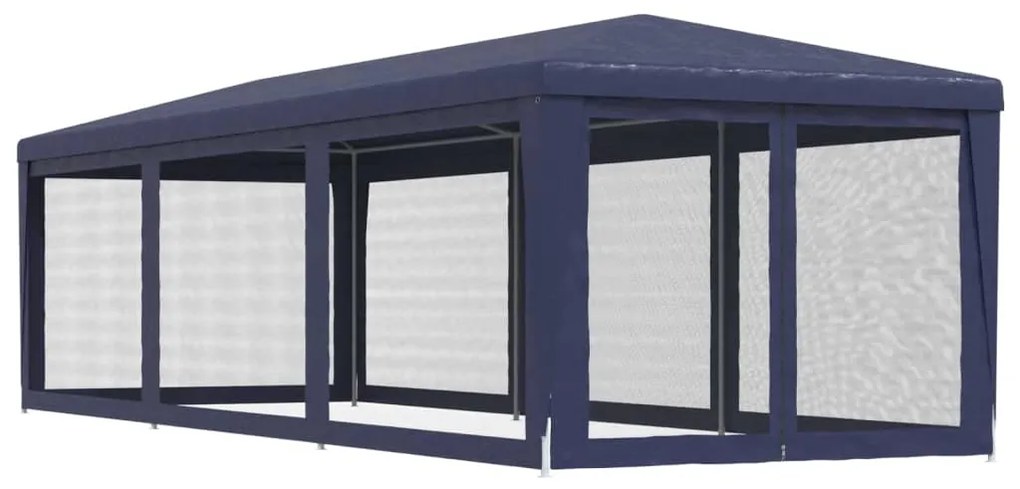 Tenda para festas c/ 8 paredes laterais em rede 3x9 m PEAD azul