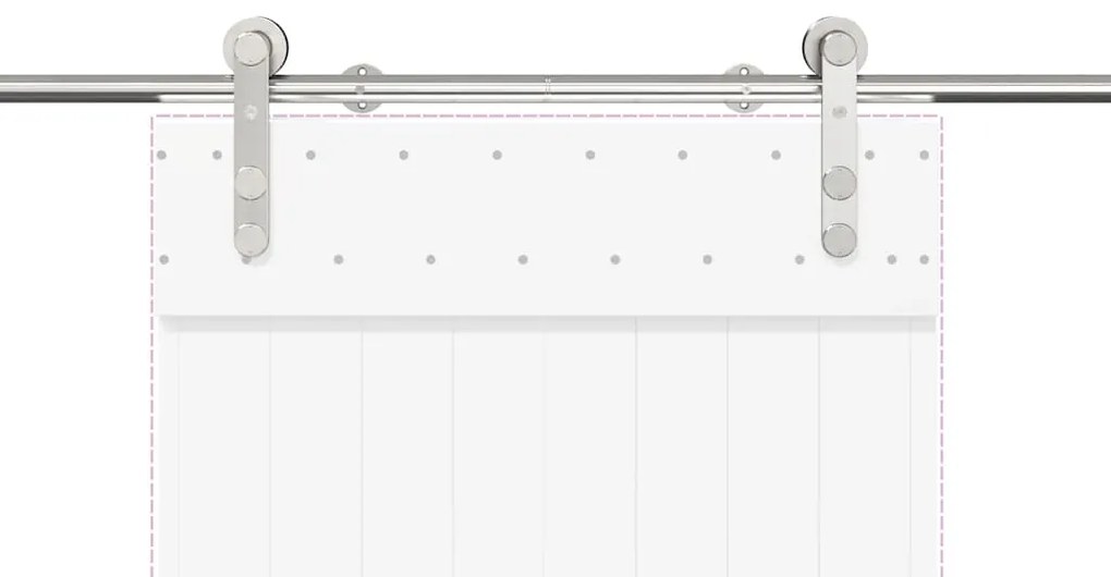 Kit ferragens p/ porta deslizante 183cm aço inoxidável prateado