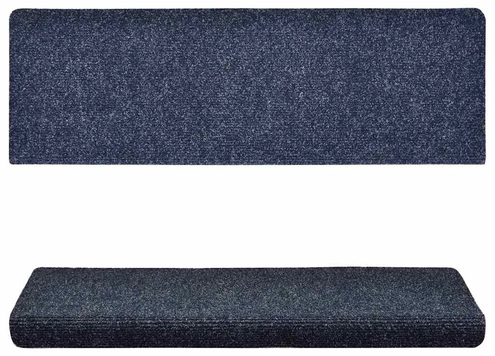 Tapetes de escada 15 pcs 65x21x4 cm tecido agulhado azul