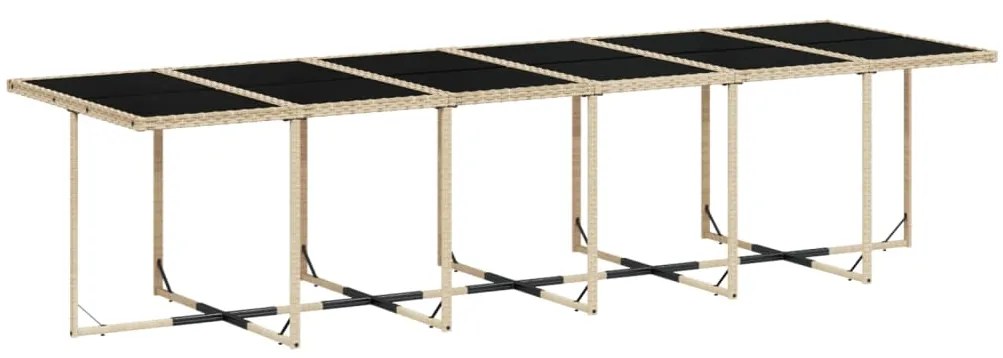 11 pcs conj. jantar jardim c/ almofadões vime PE bege misturado