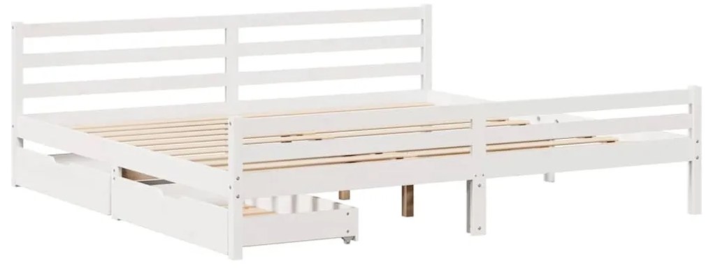 Cama sem colchão 180x200 cm madeira de pinho maciça branco