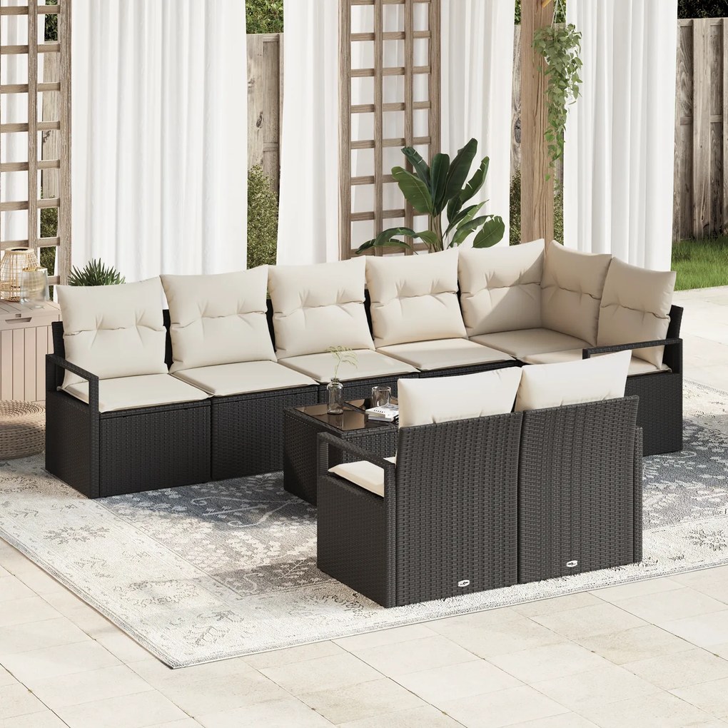 Conjunto de Sofá de Jardim vidaXL 8 Peças com Almofadas Marrom Rattan