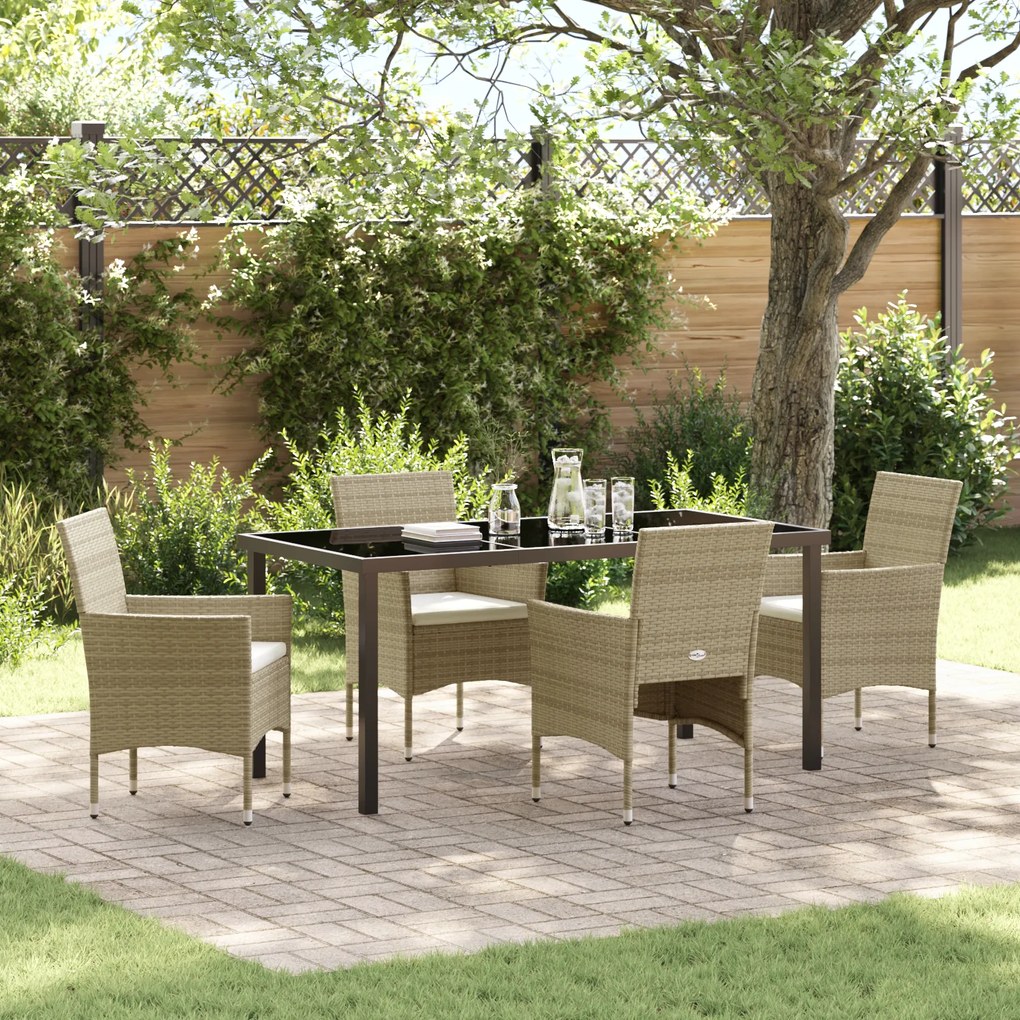Conjunto de Jantar de Jardim 5 peças Bege Rattan PE
