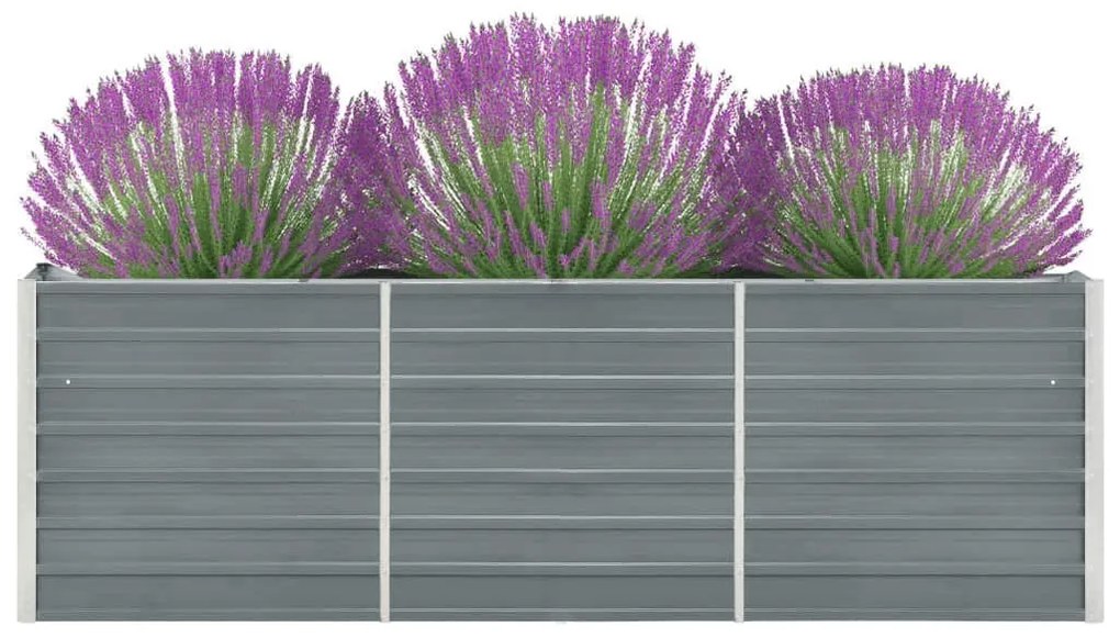 Canteiro elevado de jardim aço galvanizado 240x40x77cm cinzento