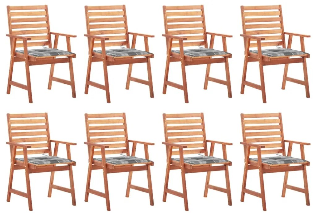 vidaXL Cadeiras de jantar p/ jardim 8 pcs c/ almofadões acácia maciça