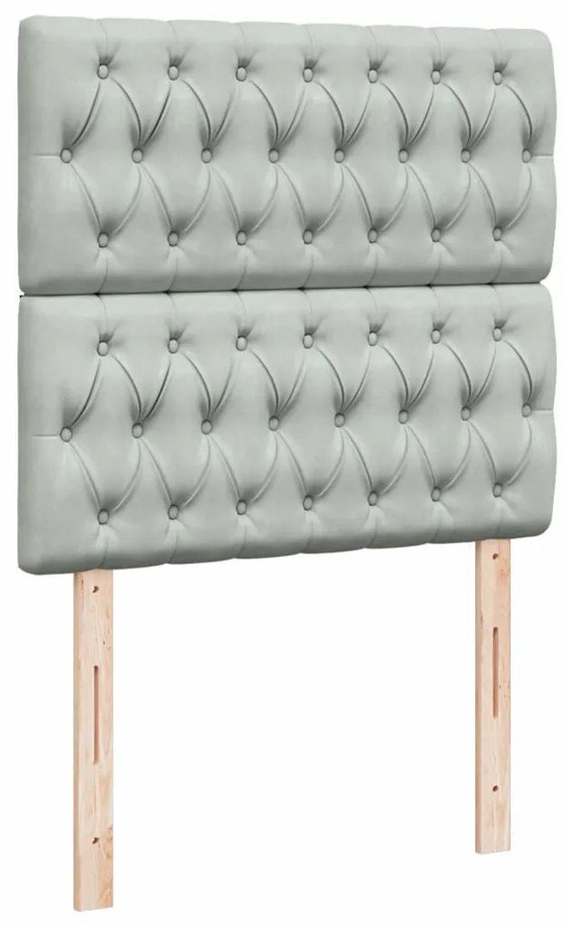 Cama com molas/colchão 100x200 cm veludo cinza-claro