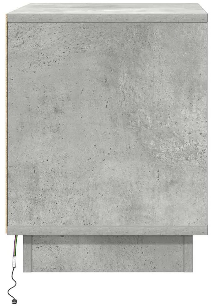 Cômodas de Cabeceira com Luzes LED 2 pcs Cinza Concreto 44x34,5x45 cm