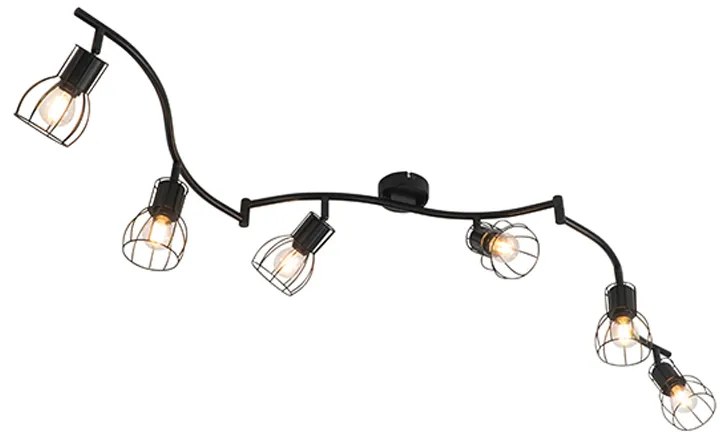 Candeeiro de teto moderno preto 145 cm 6 luzes - Botu Moderno