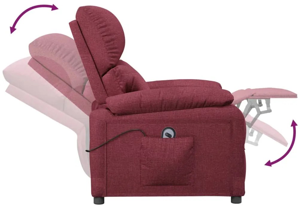 Poltrona elétrica reclinável tecido vermelho tinto
