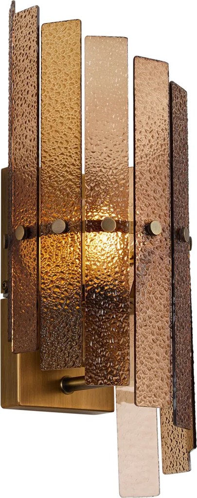 Candeeiro de Parede de Design Bronze Escuro com Vidro Âmbar - Versailles