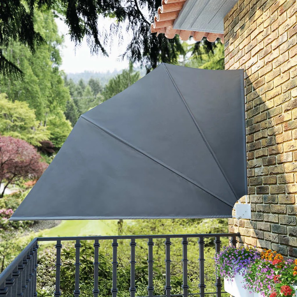 Toldo lateral dobrável para varanda 160x240 cm cinzento
