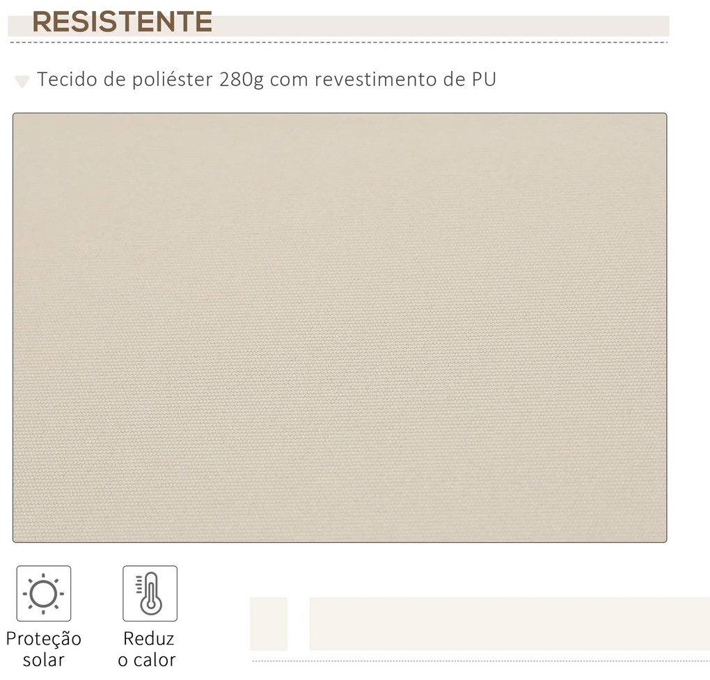Toldo Manual Retrátil 350x250 cm Toldo para Varanda com Manivela de Me