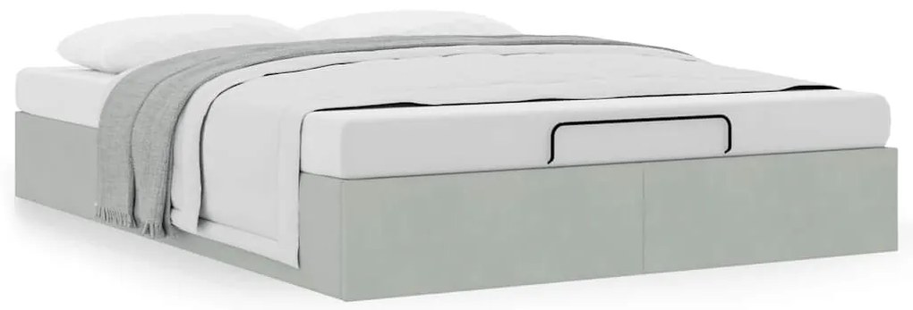 Otomano Bed Frame No Colchão Cinzento Claro 140x190 cm Veludo