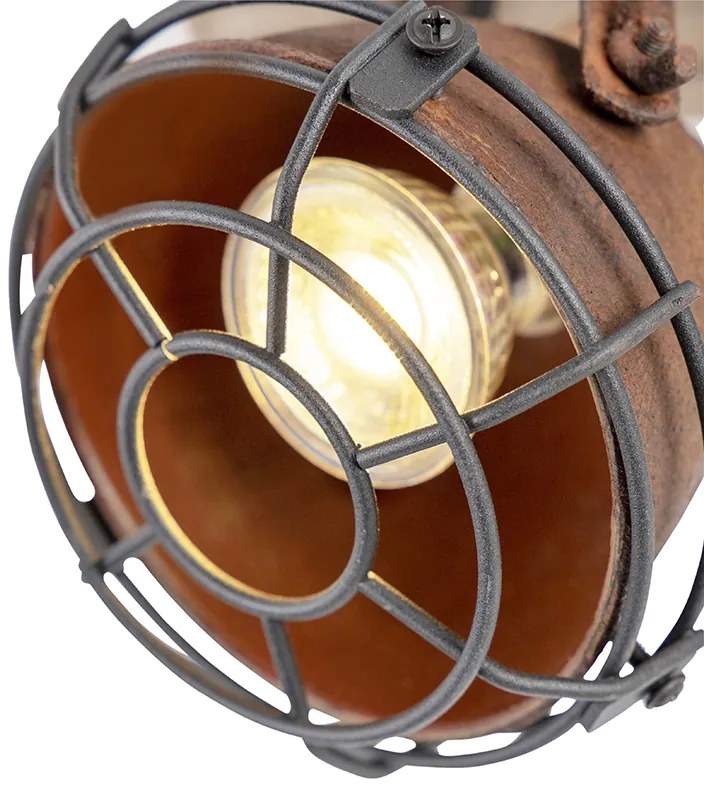 Foco industrial castanho enferrujado com madeira inclinável 2 luzes - Gina Industrial
