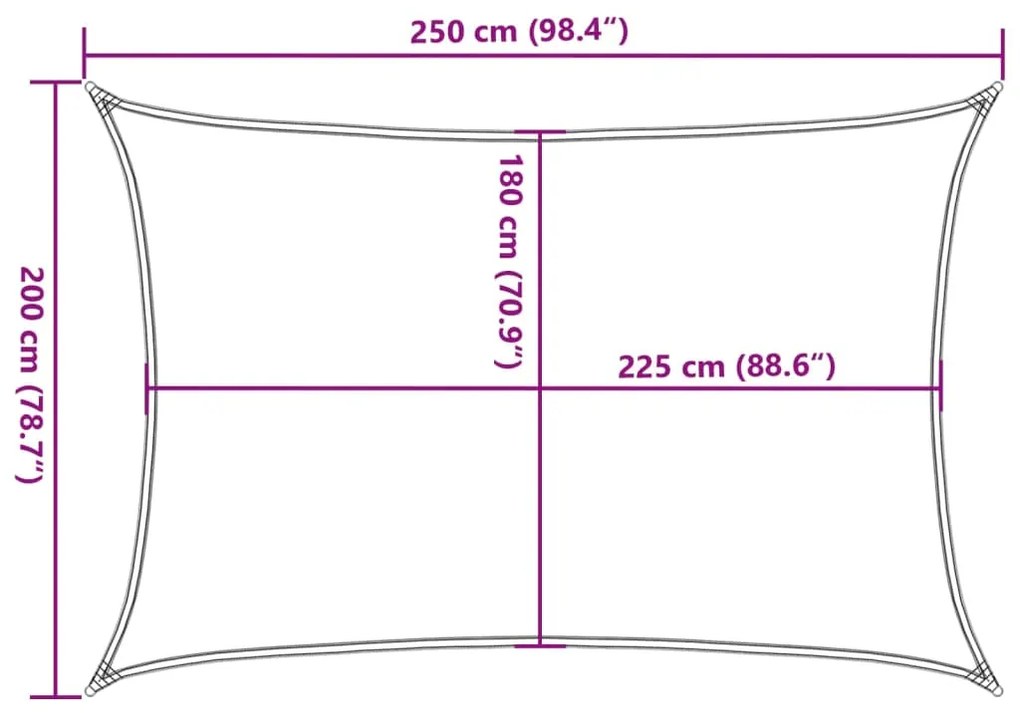 Para-sol estilo vela 160 g/m² 2x2,5 m PEAD laranja