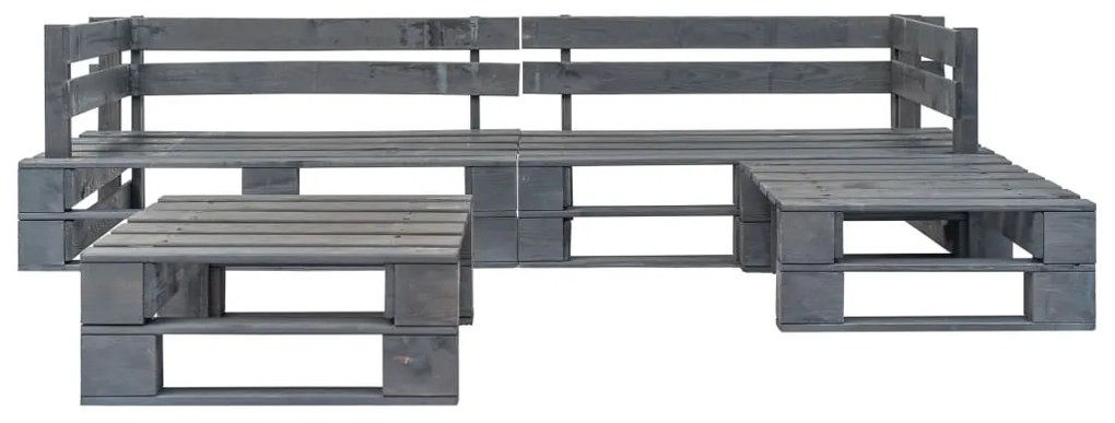 4 pcs conjunto lounge de jardim paletes madeira cinzento