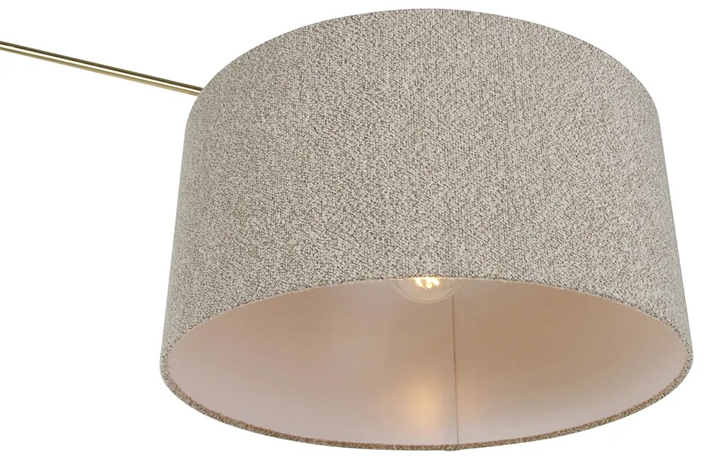 Candeeiro de pé dourado com abajur em bouclé castanho 50 cm regulável - Editor Design,Moderno