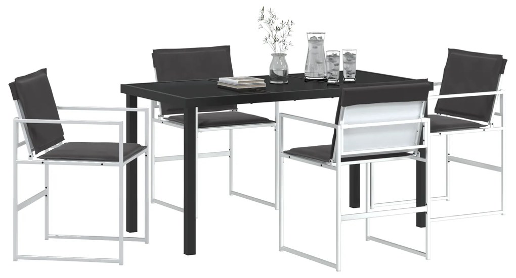 Conjunto de Jantar para Jardim de 5 Peças com Almofadas Textilene Bran