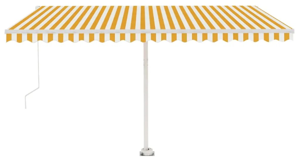 Toldo retrátil manual com LED 400x300 cm amarelo e branco