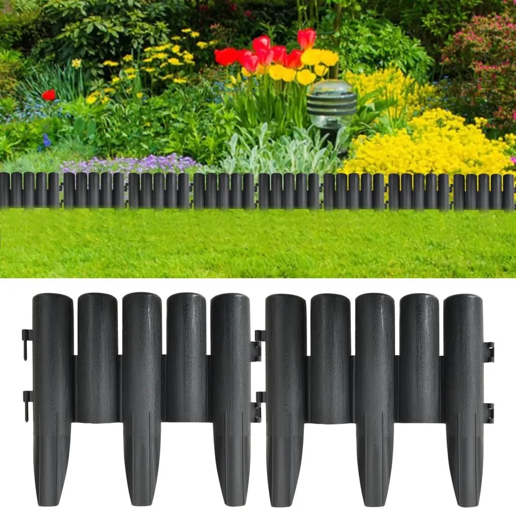 Bordas de relvado 36 pcs 10 m PP antracite