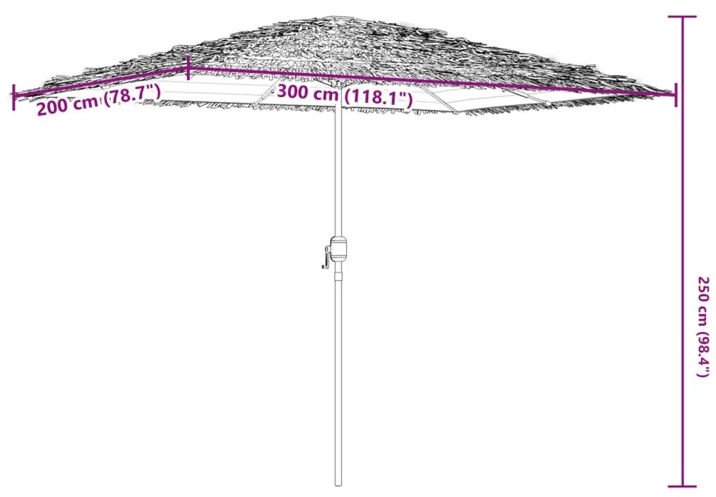 Guarda-sol de jardim com poste de aço 300x200x250 cm branco