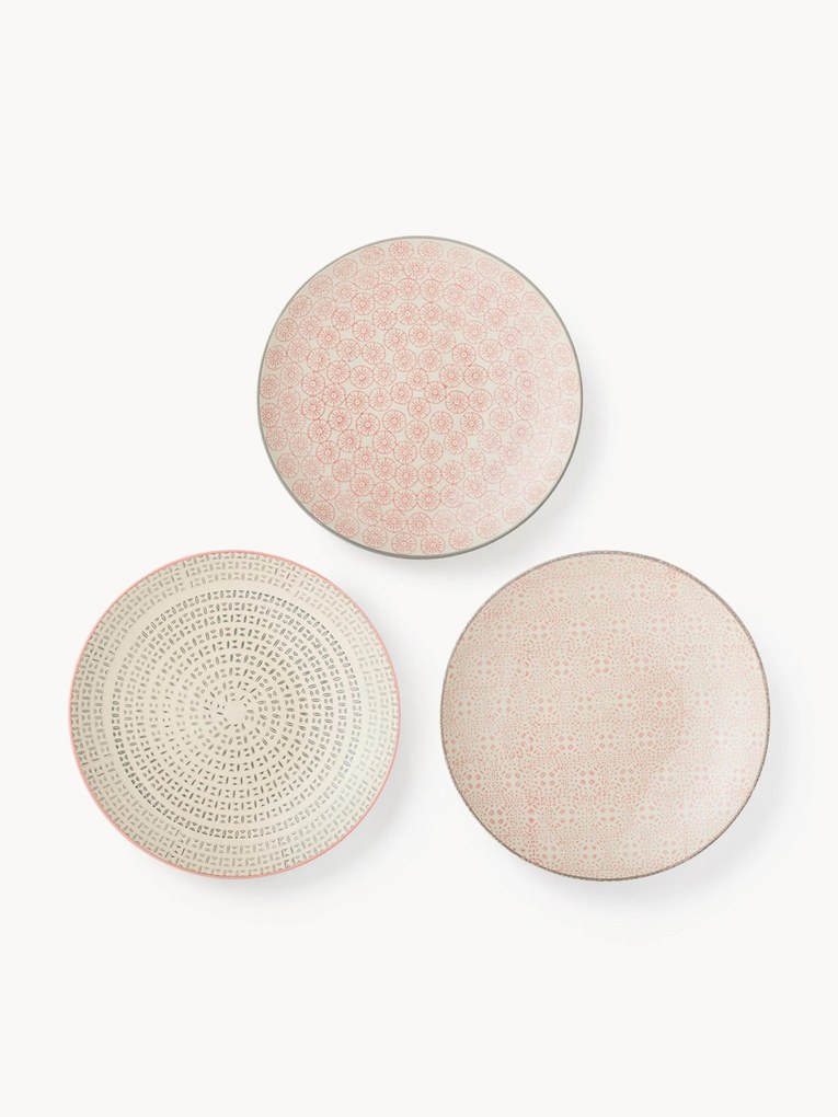 Pratos de sobremesa pintados à mão com um padrão divertido Cécile, conjunto de 3