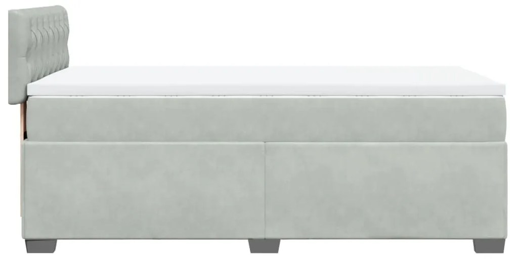 Cama com molas/colchão 90x190 cm veludo cinza-claro