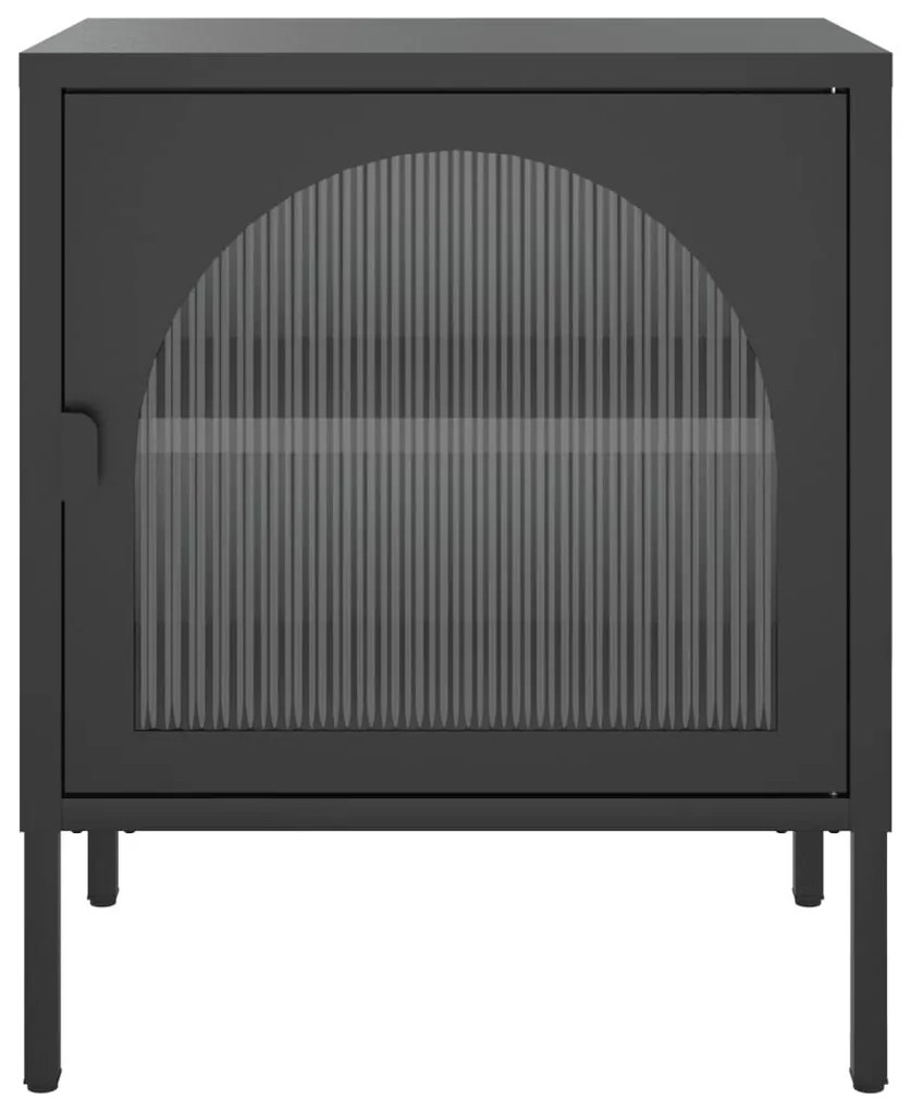 Mesas de cabeceira 2 pcs 50x35x60 cm vidro e aço preto