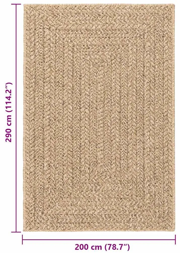Tapete ZIZUR bege 140x200 cm aspeto de juta interior e exterior