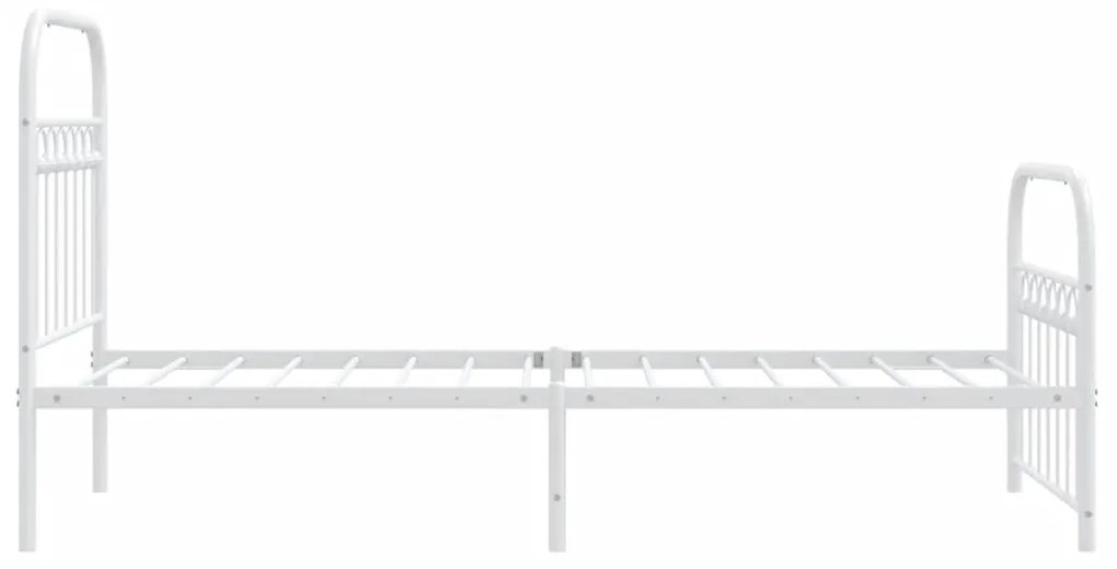 Estrutura de cama com cabeceira e pés 75x190 cm metal branco