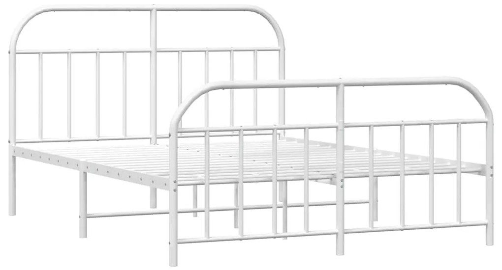 Estrutura de cama com cabeceira e pés 183x213 cm metal branco