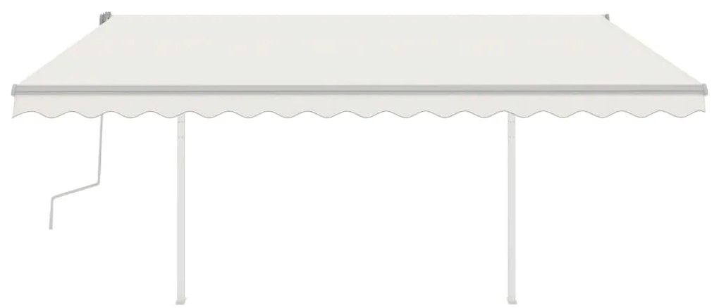 Toldo retrátil manual com luzes LED 4,5x3,5 m cor creme