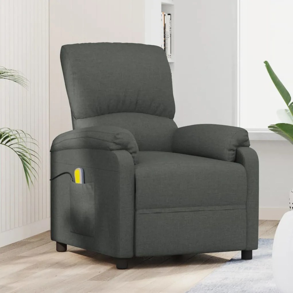 324080 vidaXL Poltrona de massagens tecido cinzento-escuro