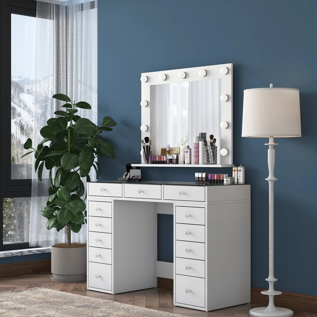 Mesa de Maquilhagem BJ118 – Branco – 120x79,8x44,5 cm