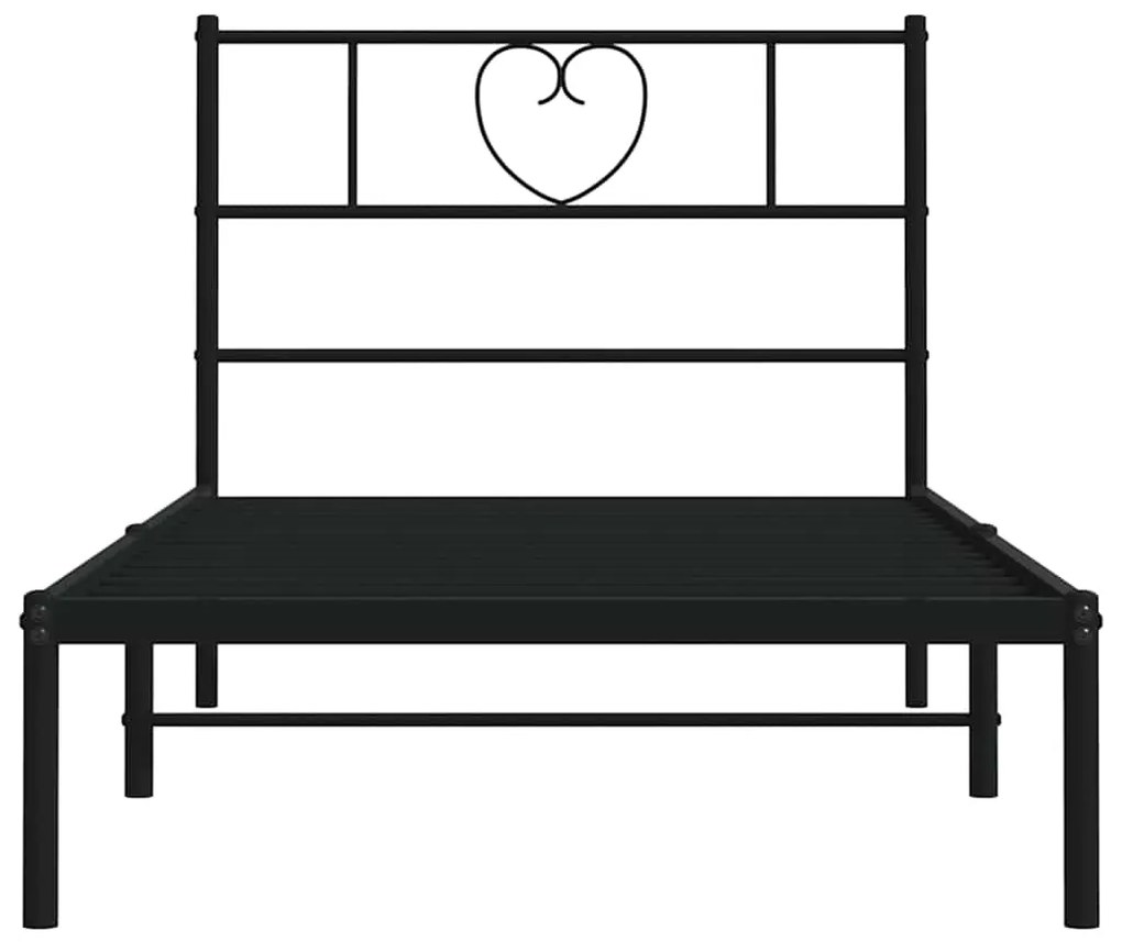 Estrutura de cama com cabeceira 100x190 cm metal preto