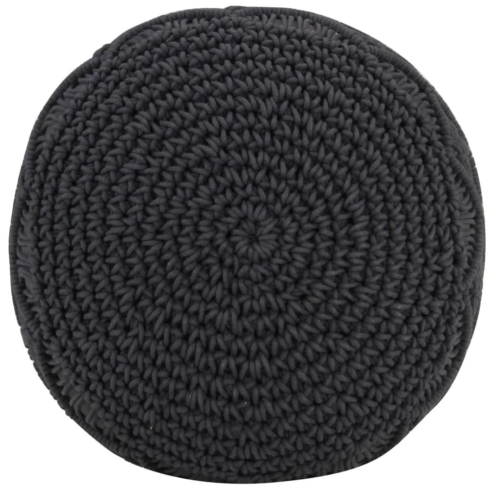 Pufe artesanal macramé 45x30 cm algodão antracite