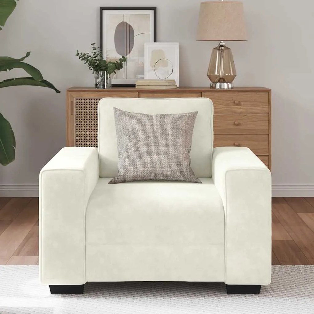 Poltrona 60 cm veludo creme