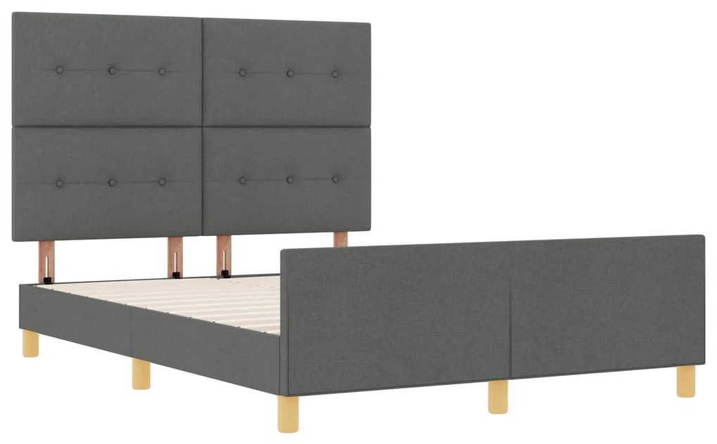 Cama vidaXL Cinza Escuro 140x200 cm Tecido