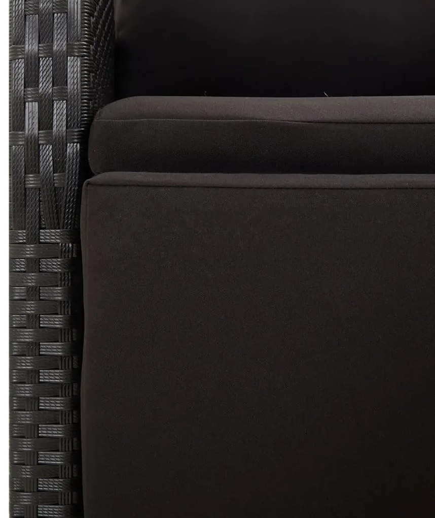 3 pcs conjunto de jantar p/ jardim vime PE/acácia maciça preto