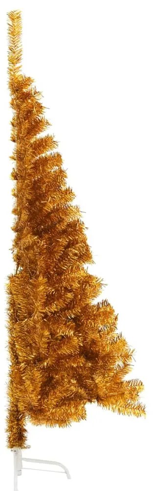 Meia árvore de Natal artificial com suporte 180 cm PET dourado