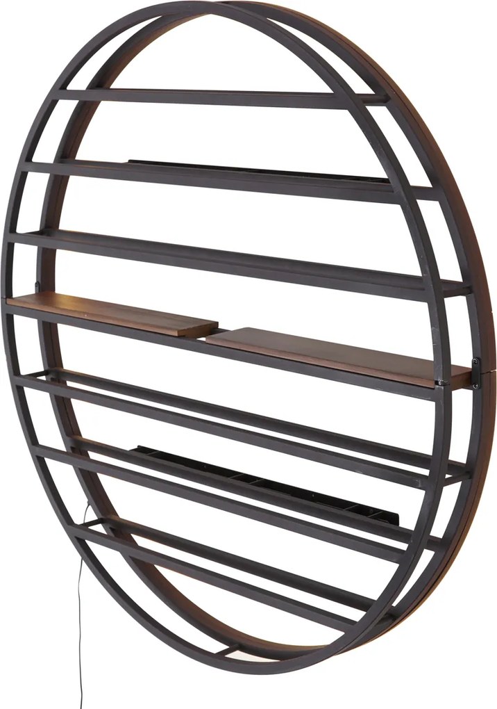 Candeeiro de Parede Moderno Preto com Madeira Redonda Incl. LED - Wine Rack