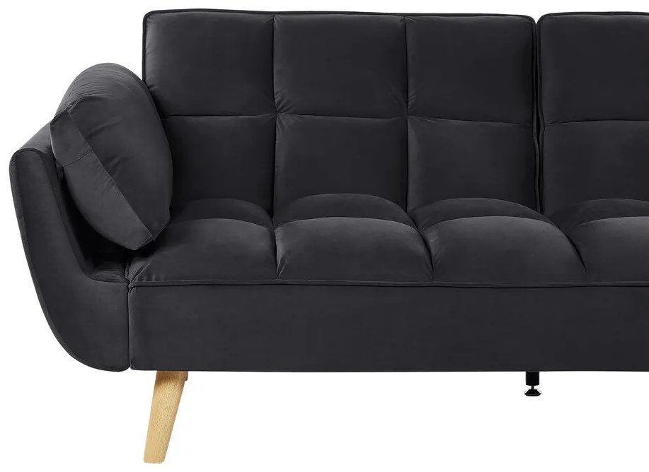 Sofá-cama em veludo preto ASBY Beliani