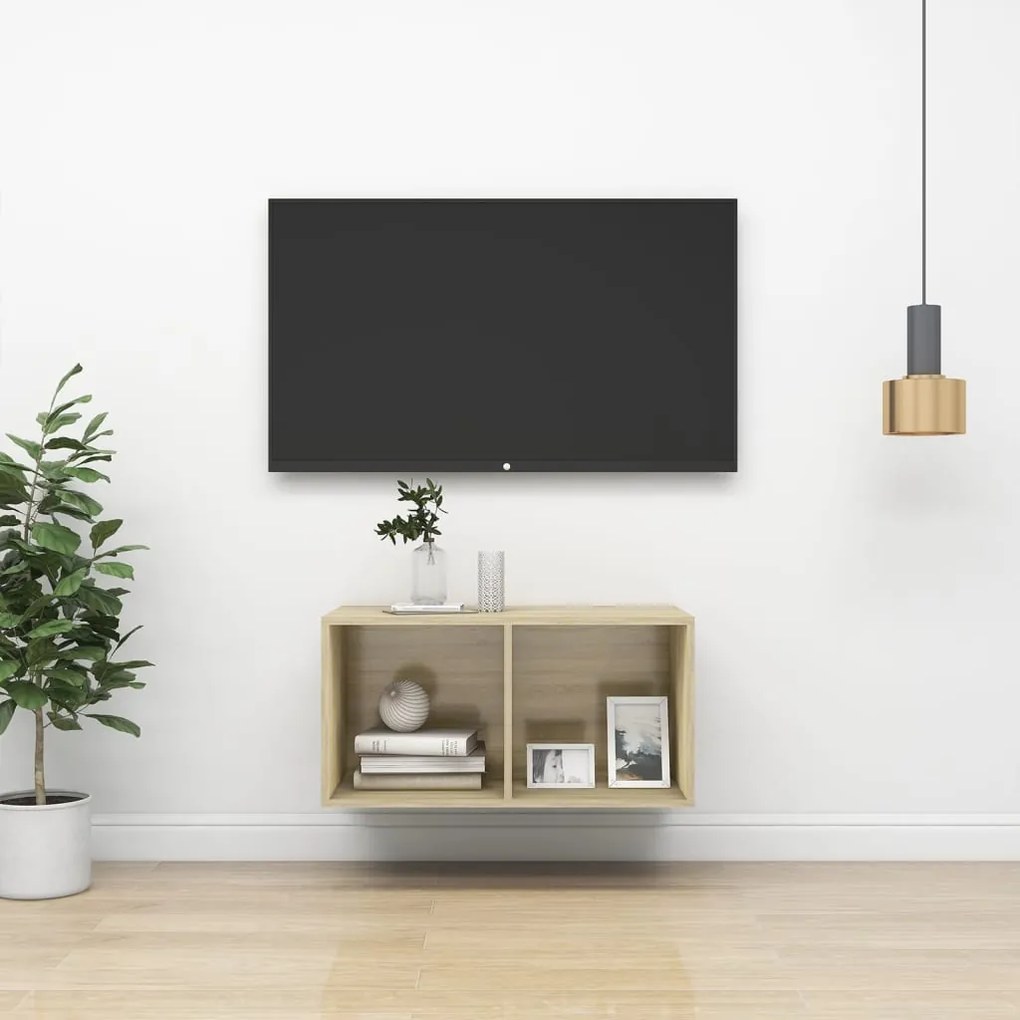 vidaXL Armário de parede para TV derivados de madeira carvalho sonoma