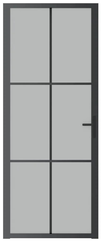 Porta interior 83x201,5 cm vidro fosco e alumínio preto