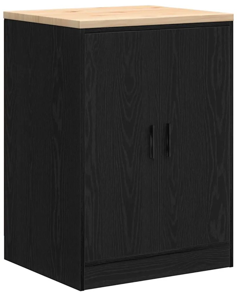 Armários de garagem 6 pcs derivados de madeira preto