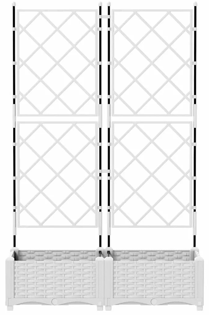 Jardineira com Treliça 2 pcs Branca 80x40x125,5 cm