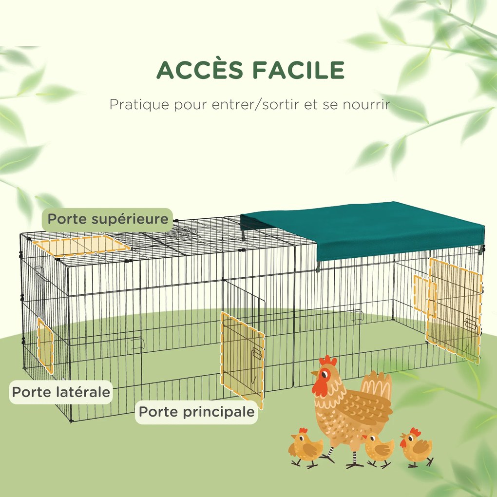 Recinto modular em aço com lona para coelhos, roedores e pequenos animais, para interior e exterior, 220 x 85 x 70 cm, verde
