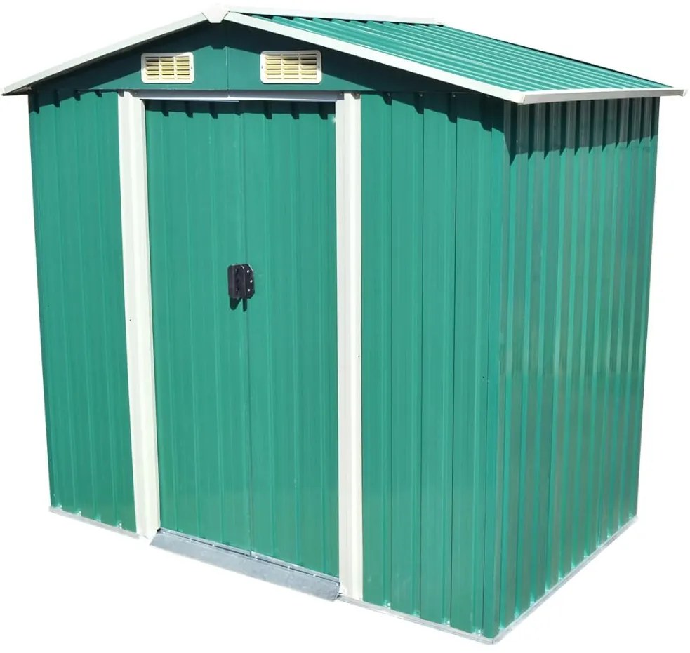 Abrigo de jardim metal verde 204x132x186 cm