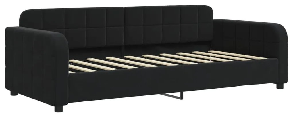 Sofá-cama com colchão 90x190 cm veludo preto